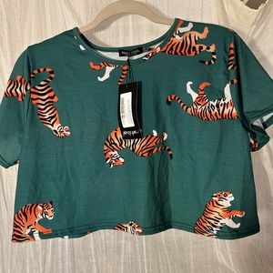 Nasty Gal Drive Me Wild Tiger Top in emerald